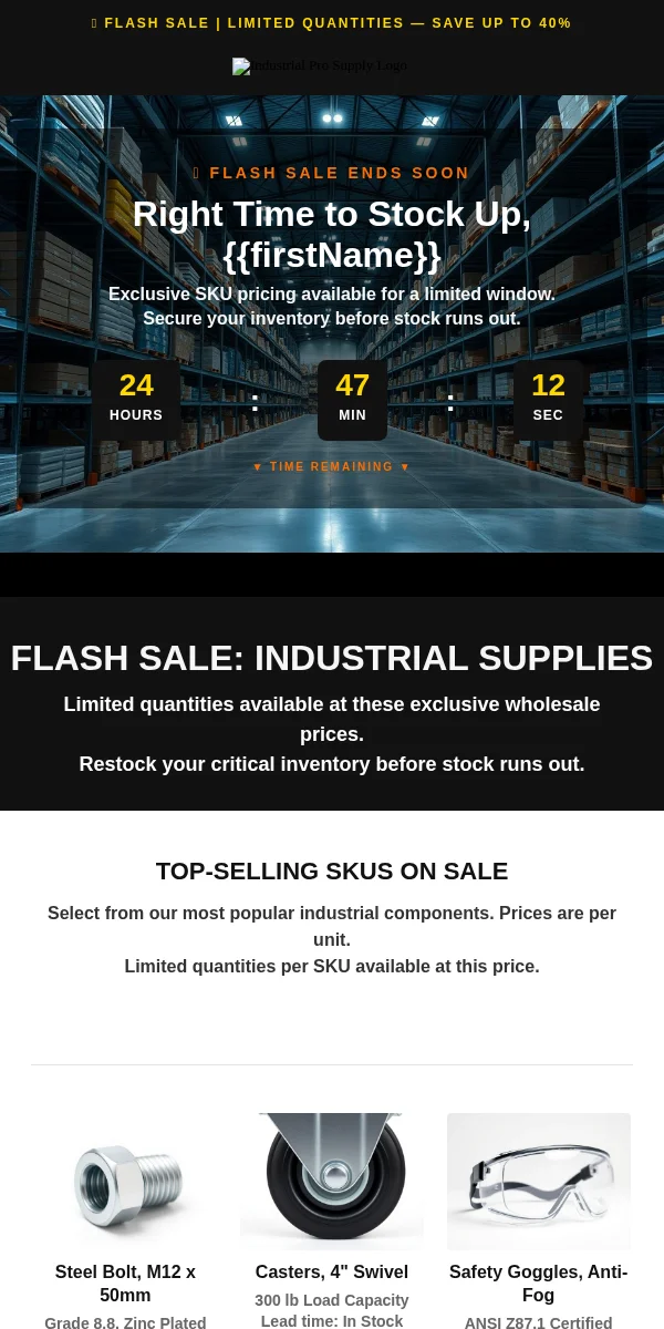 Flash Sale Email Template for Manufacturing Industrial