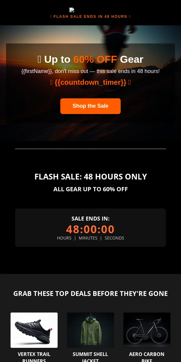 Flash Sale Email Template for Sports Outdoors