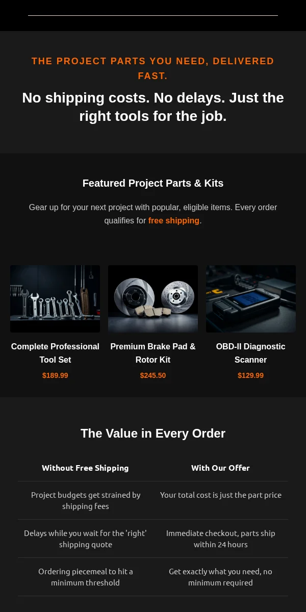 Free Shipping Offer Email Template for Automotive