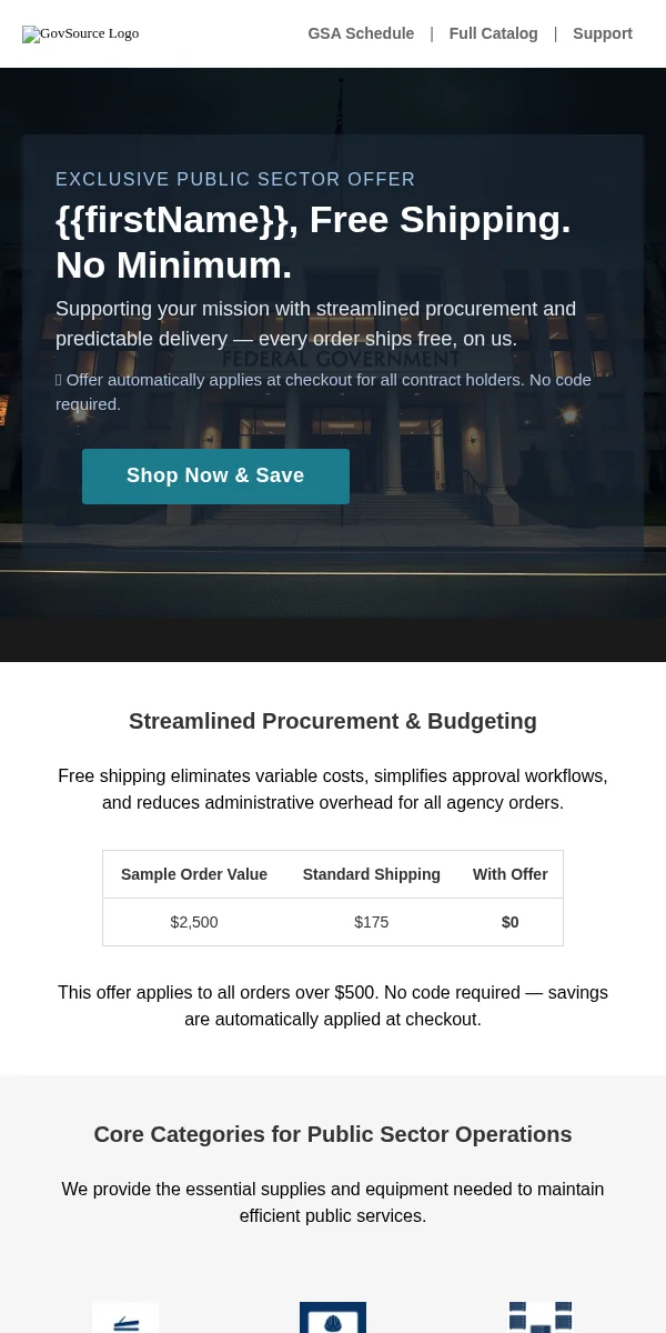 Free Shipping Offer Email Template for Government Public