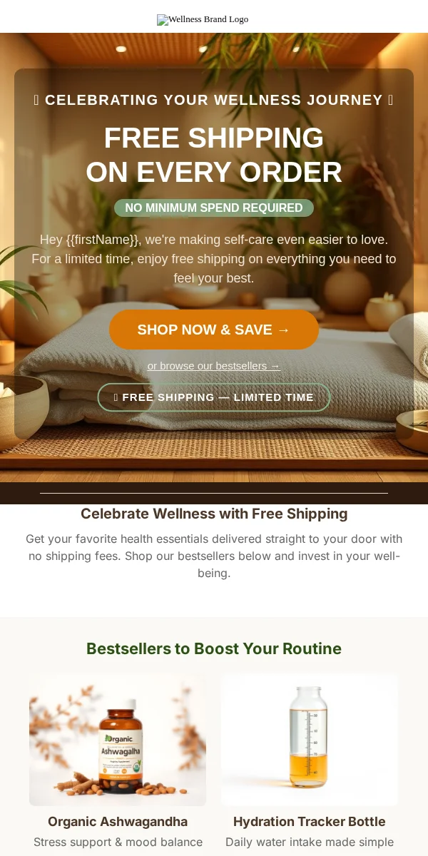 Free Shipping Offer Email Template for Health Wellness