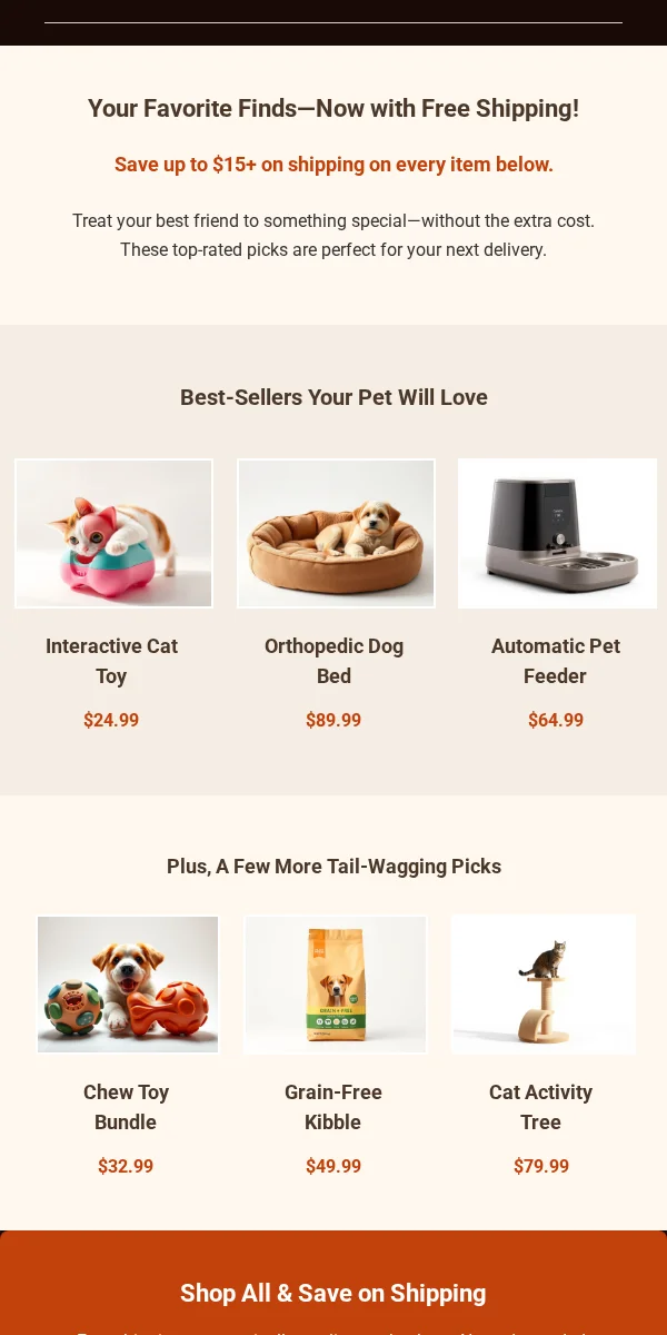 Free Shipping Offer Email Template for Pets Animals