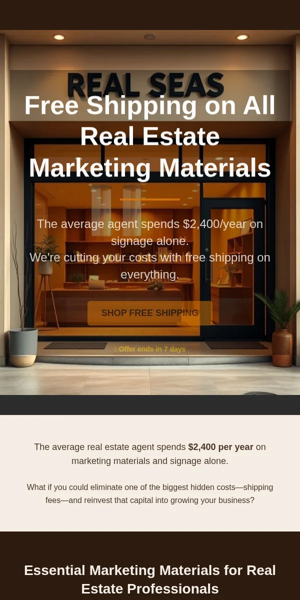 Free Shipping Offer Email Template for Real Estate