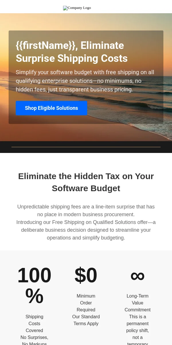 Free Shipping Offer Email Template for Saas Software