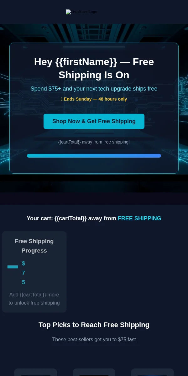 Free Shipping Offer Email Template for Technology