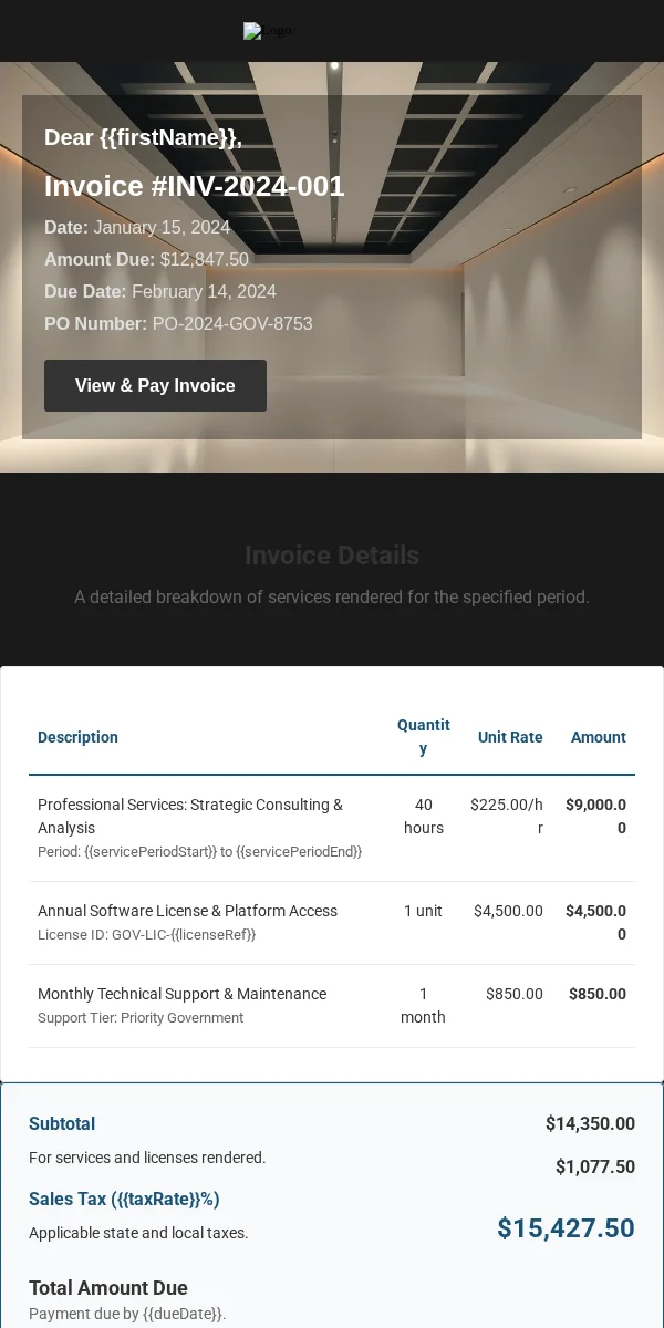 invoice email template for government agencies