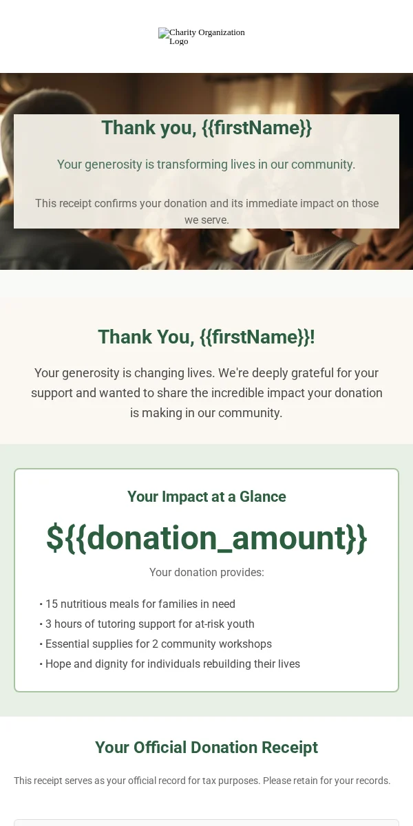 Invoice Email Template for Nonprofit Charity