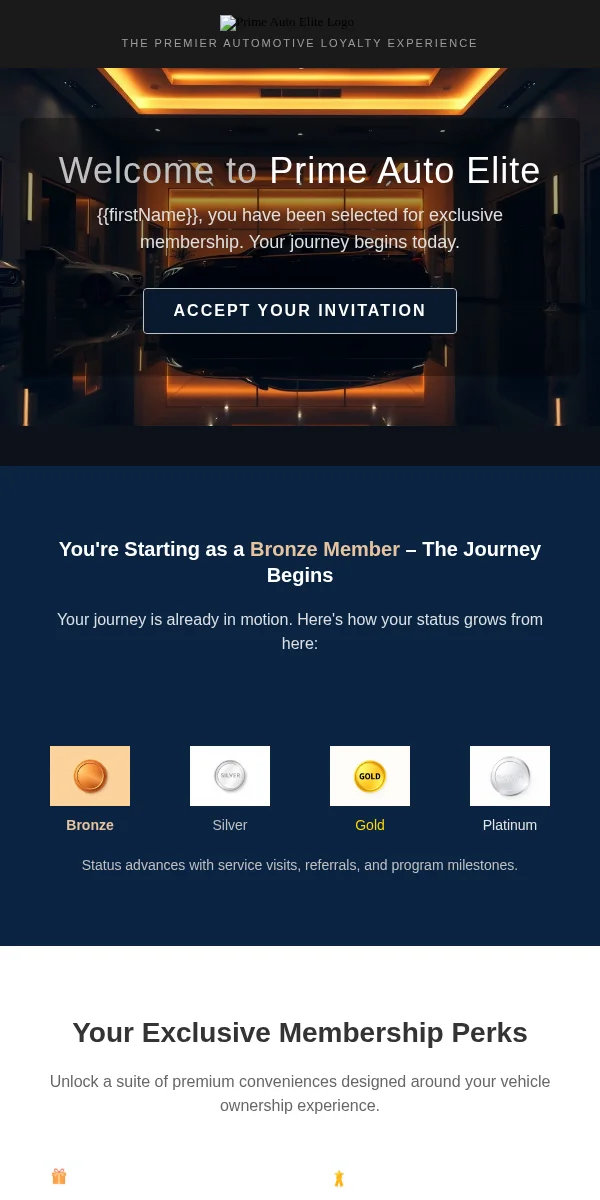 Loyalty Program Email Template for Automotive