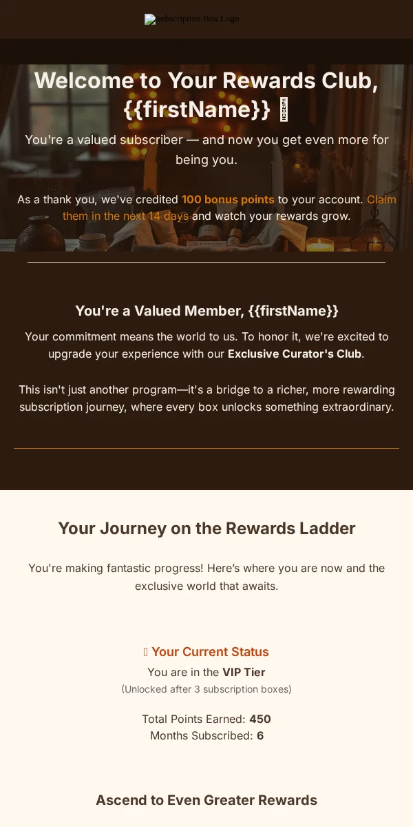 Loyalty Program Email Template for Subscription Boxes