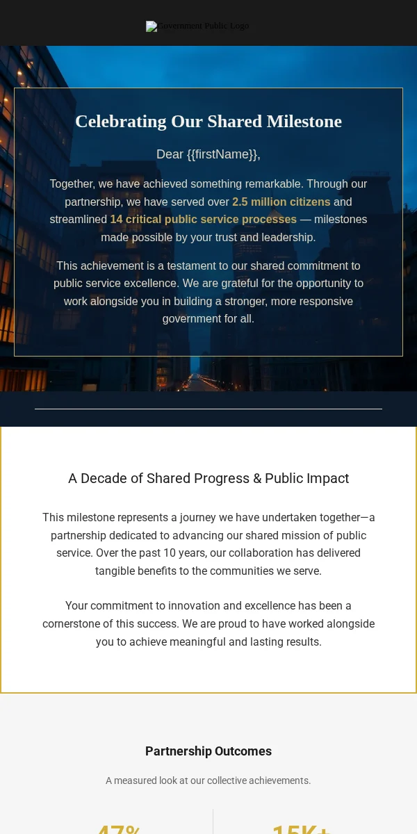 milestone celebration email template for government agencies