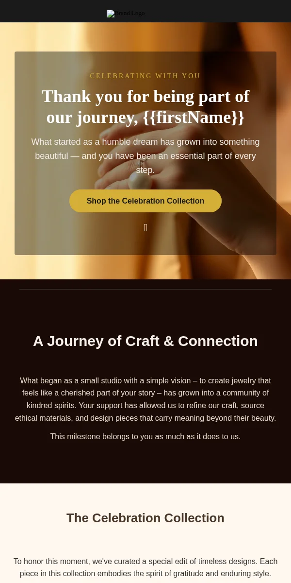 milestone celebration email template for jewelry brands