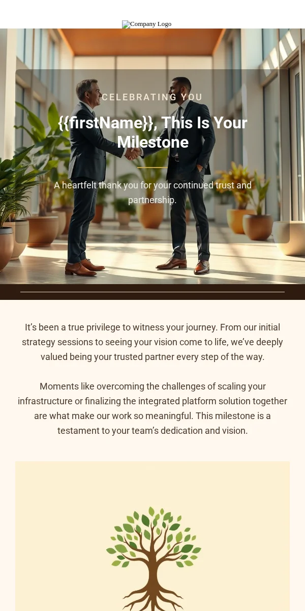 milestone celebration email template for professional services