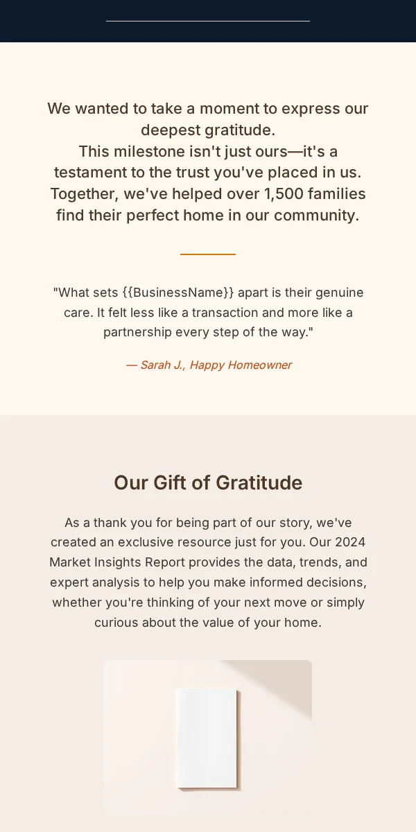 milestone celebration email template for real estate