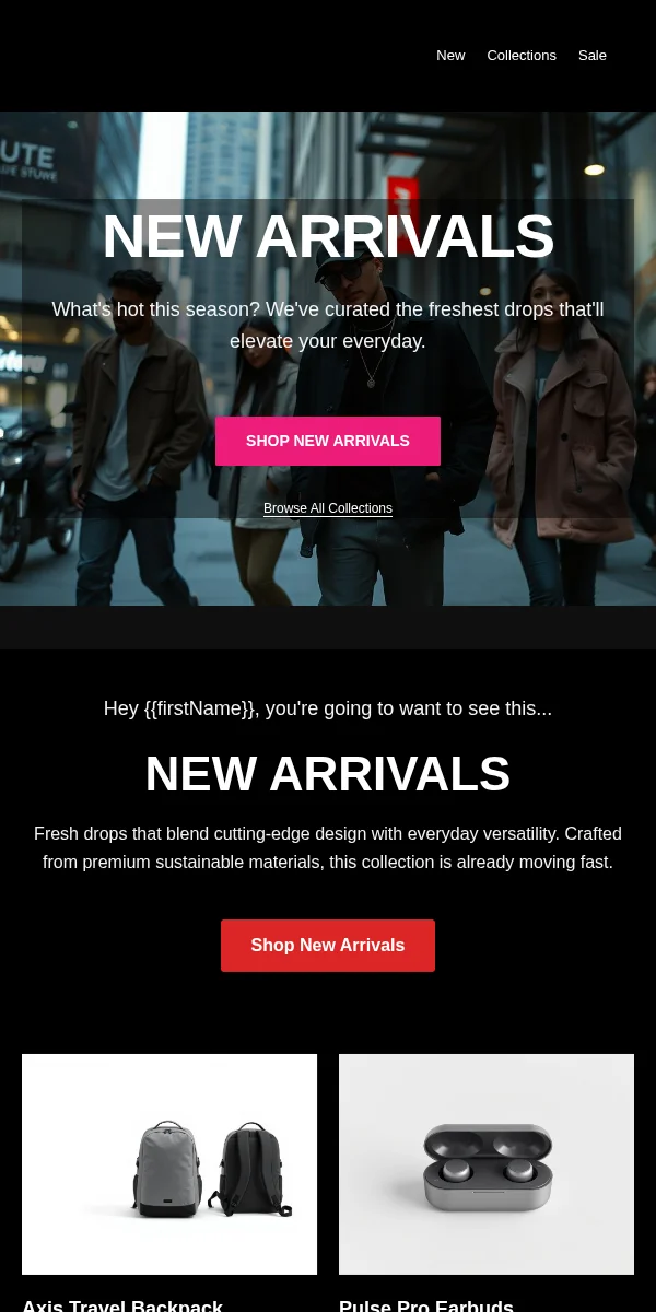 new arrival email template for ecommerce