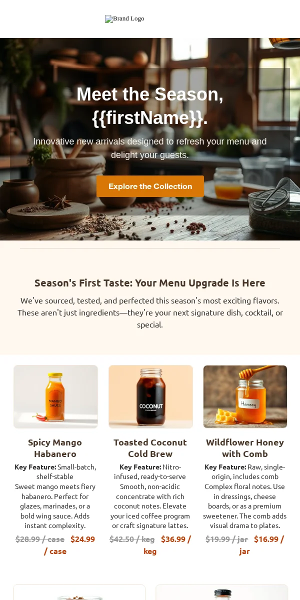 new arrival email template for restaurants