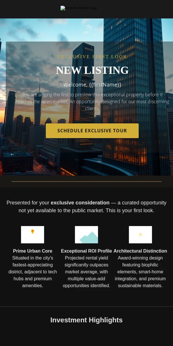 new arrival email template for real estate