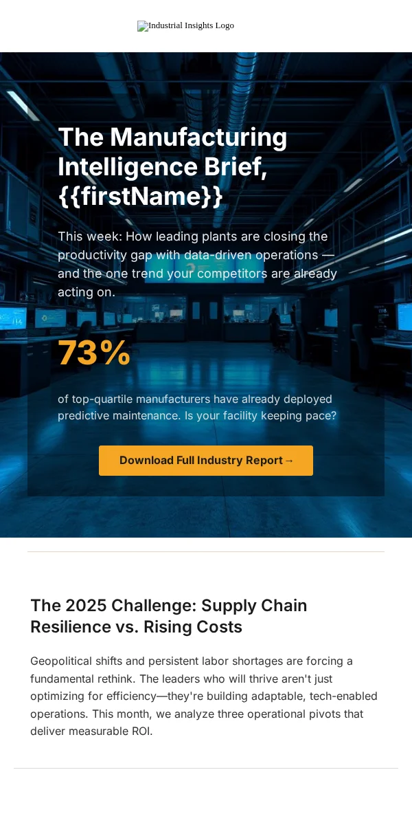 Newsletter Email Template for Manufacturing Industrial