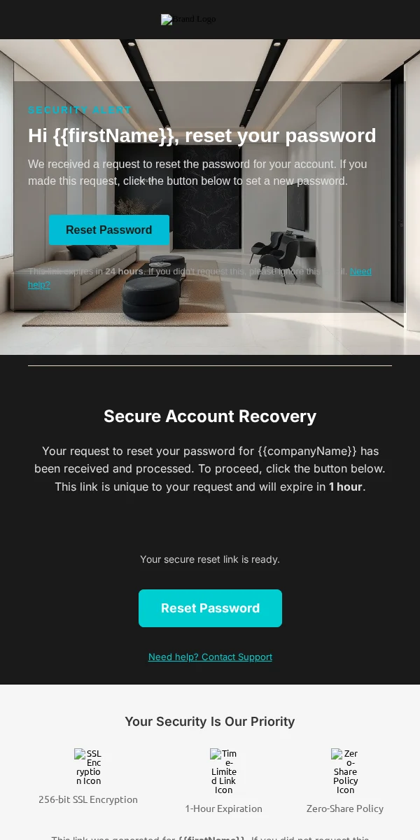 password reset email template for entertainment