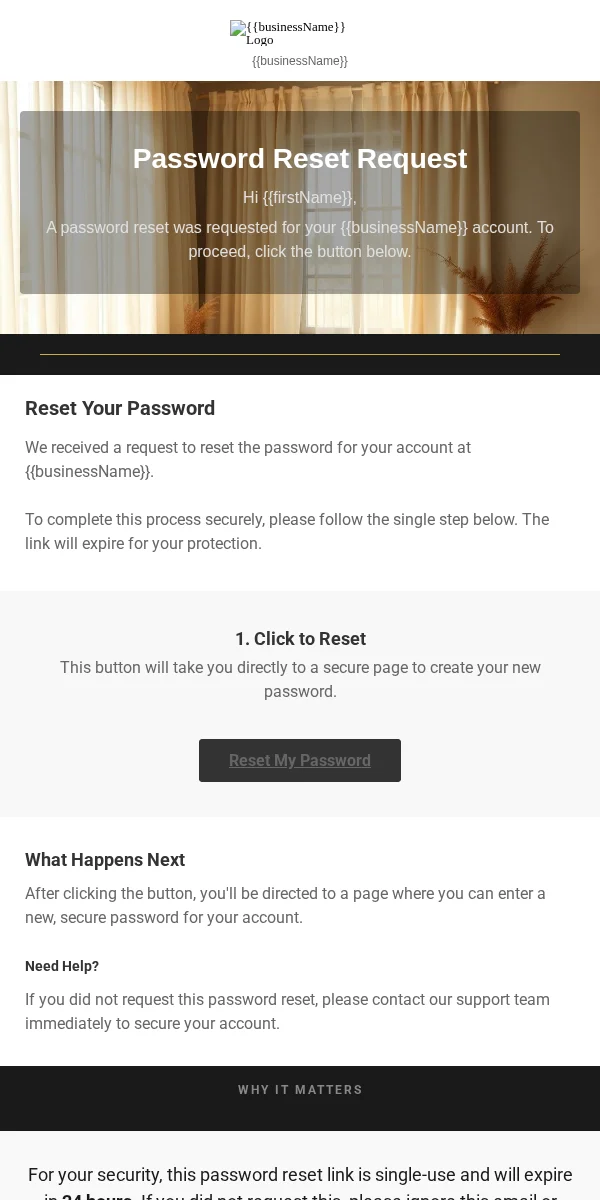 password reset email template for restaurants