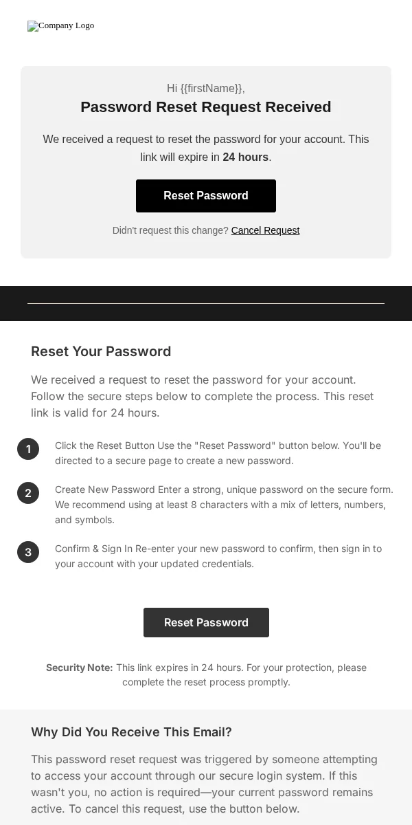 Password Reset Email Template for Technology