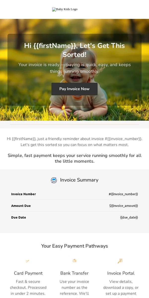 Payment Reminder Email Template for Baby Kids
