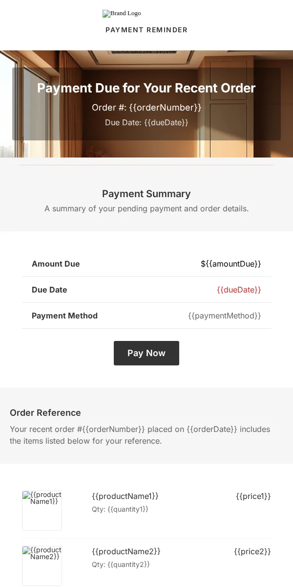 Payment Reminder Email Template for Ecommerce Retail