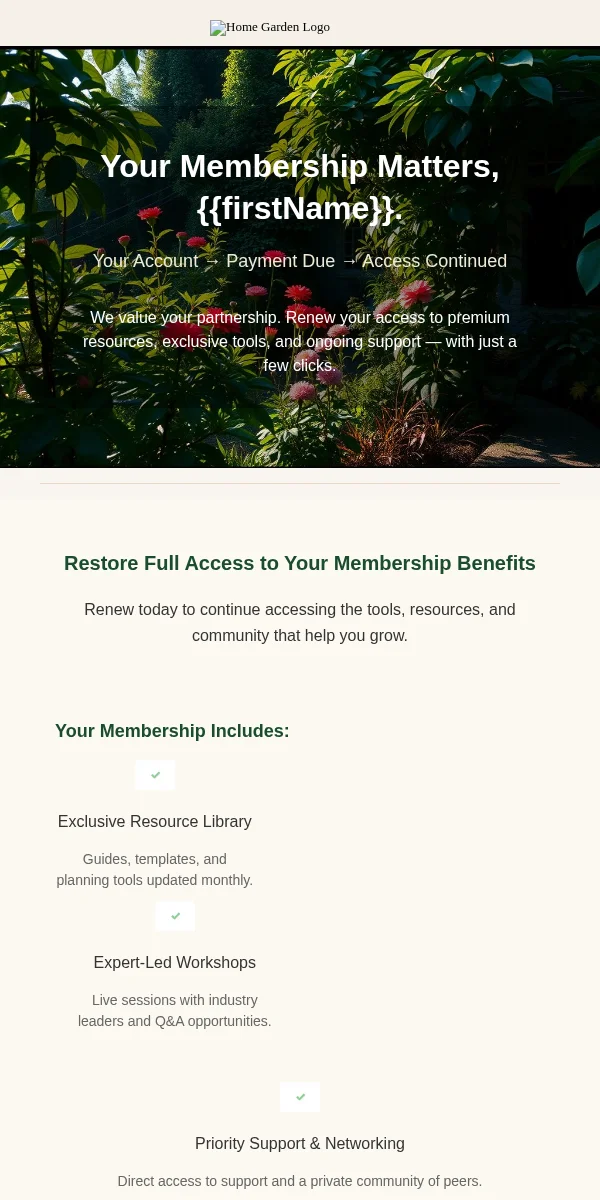 Payment Reminder Email Template for Home Garden