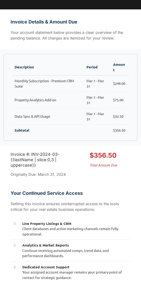 Payment Reminder Email Template for Real Estate