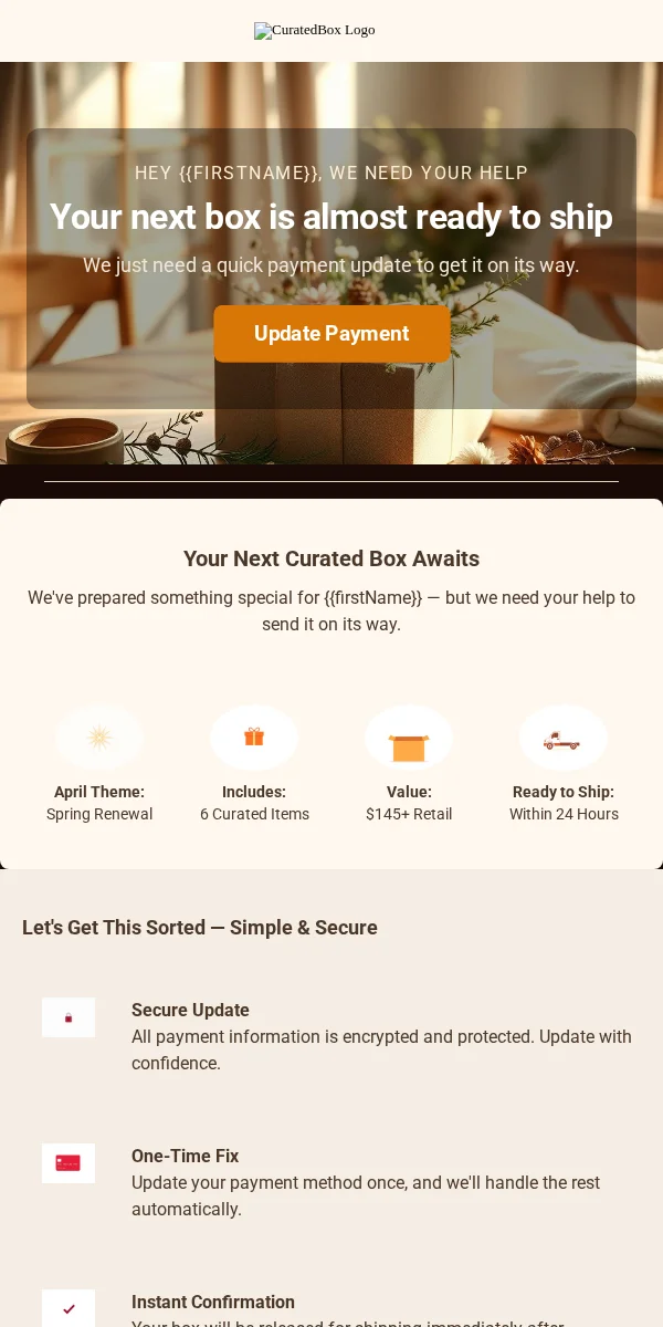 Payment Reminder Email Template for Subscription Boxes