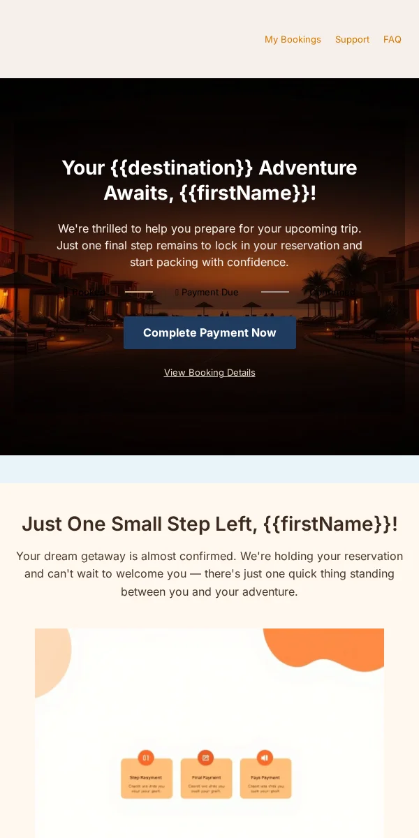 Payment Reminder Email Template for Travel Hospitality