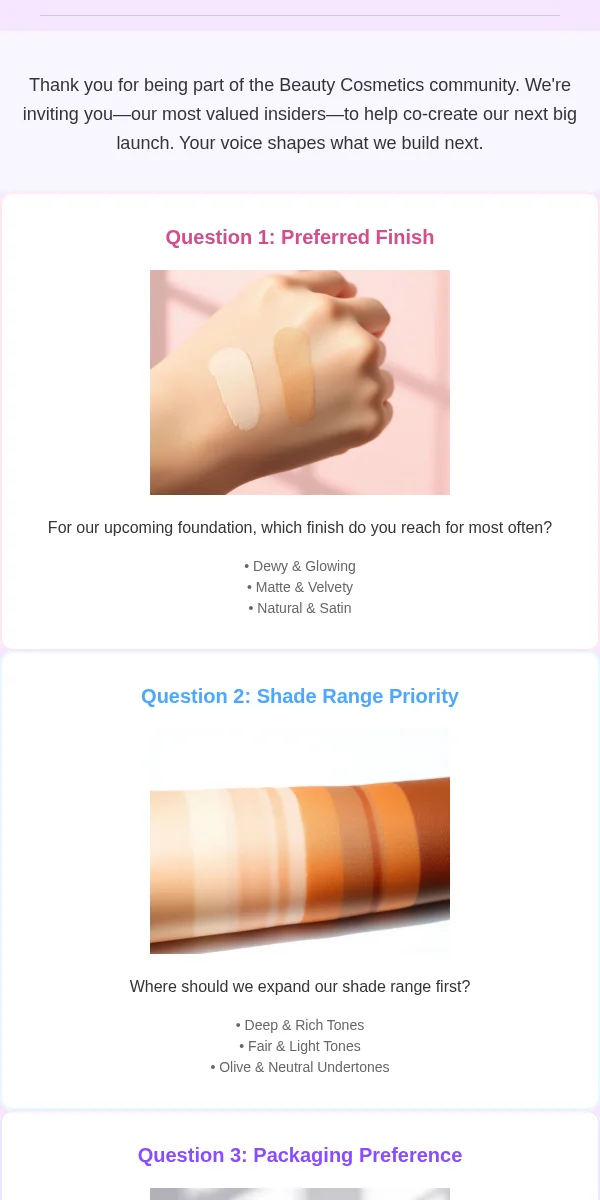 Poll Email Template for Beauty Cosmetics
