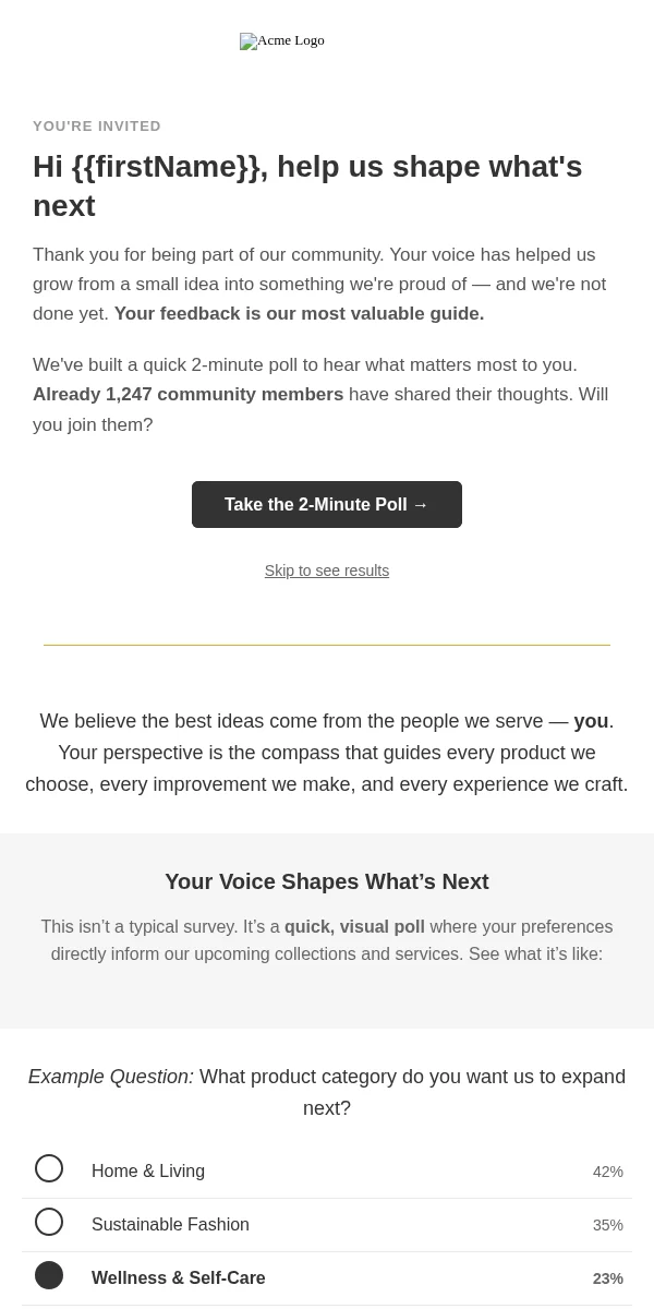 Poll Email Template for Ecommerce Retail