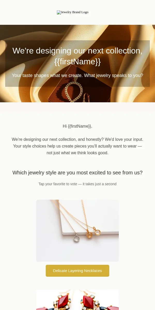 Poll Email Template for Jewelry Accessories