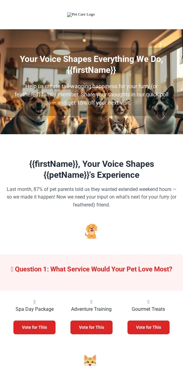 Poll Email Template for Pets Animals
