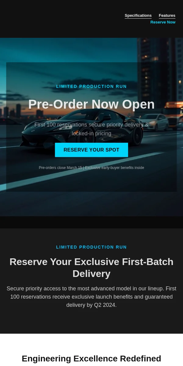 Pre Order Email Template for Automotive