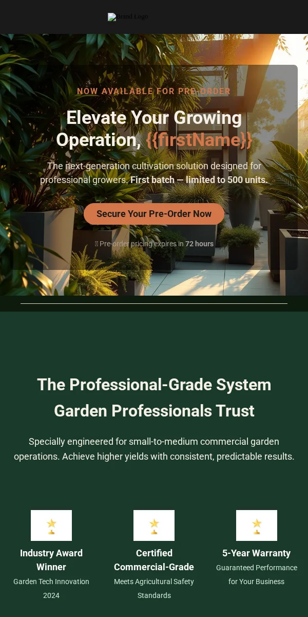 Pre Order Email Template for Home Garden