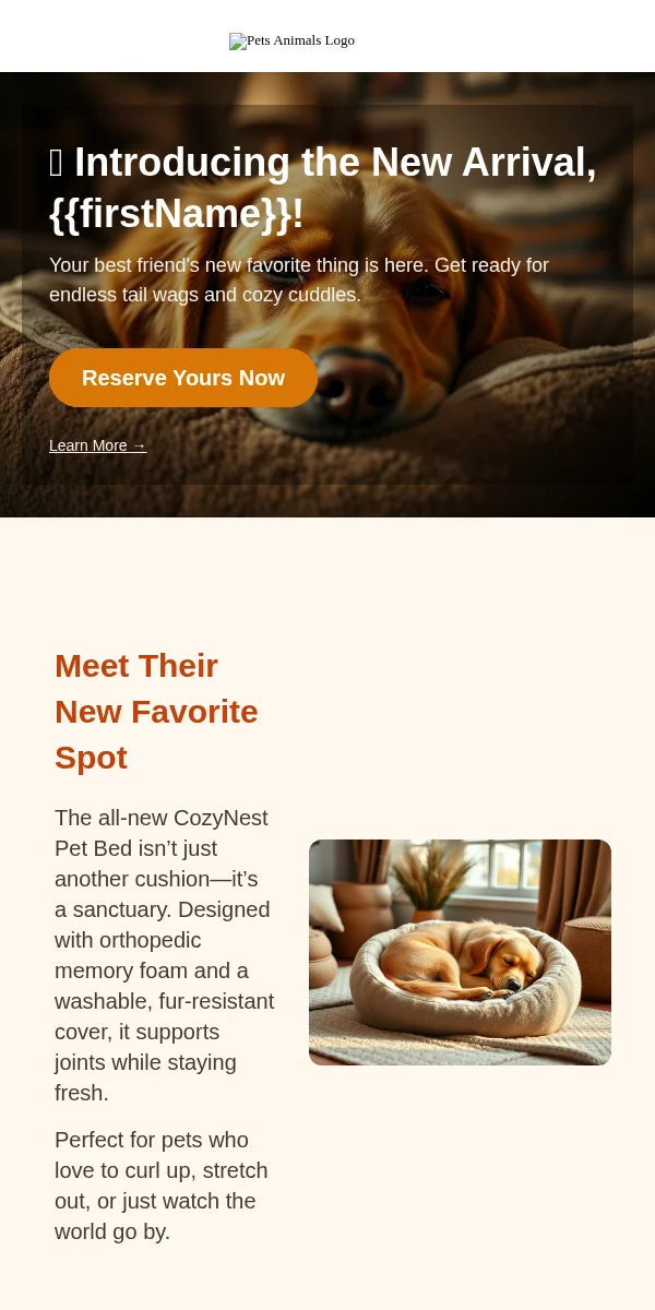 Pre Order Email Template for Pets Animals