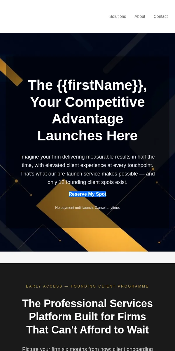 Pre Order Email Template for Professional Services