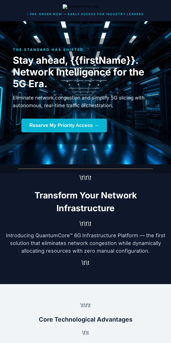 Pre Order Email Template for Telecommunications