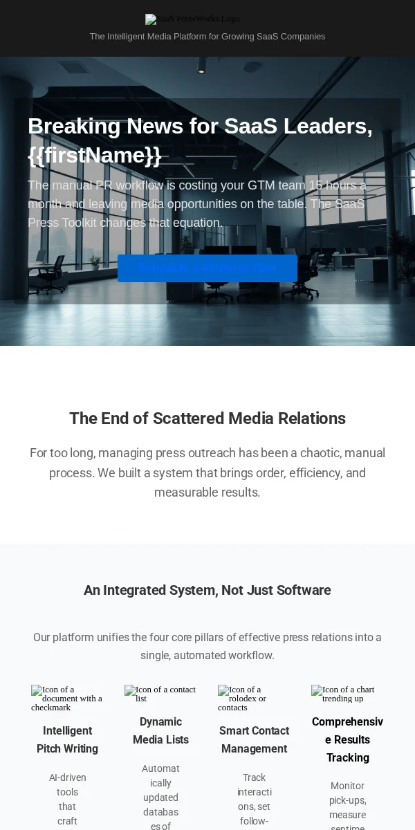 Press Release Email Template for Saas Software