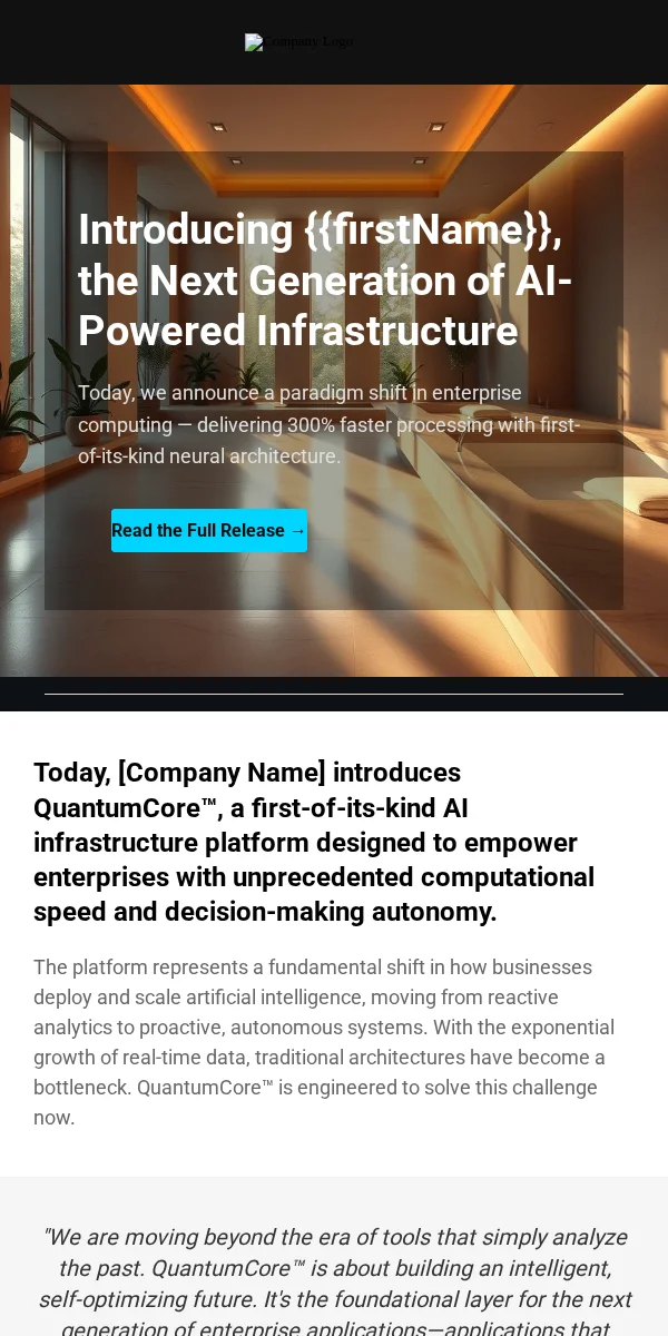 Press Release Email Template for Technology