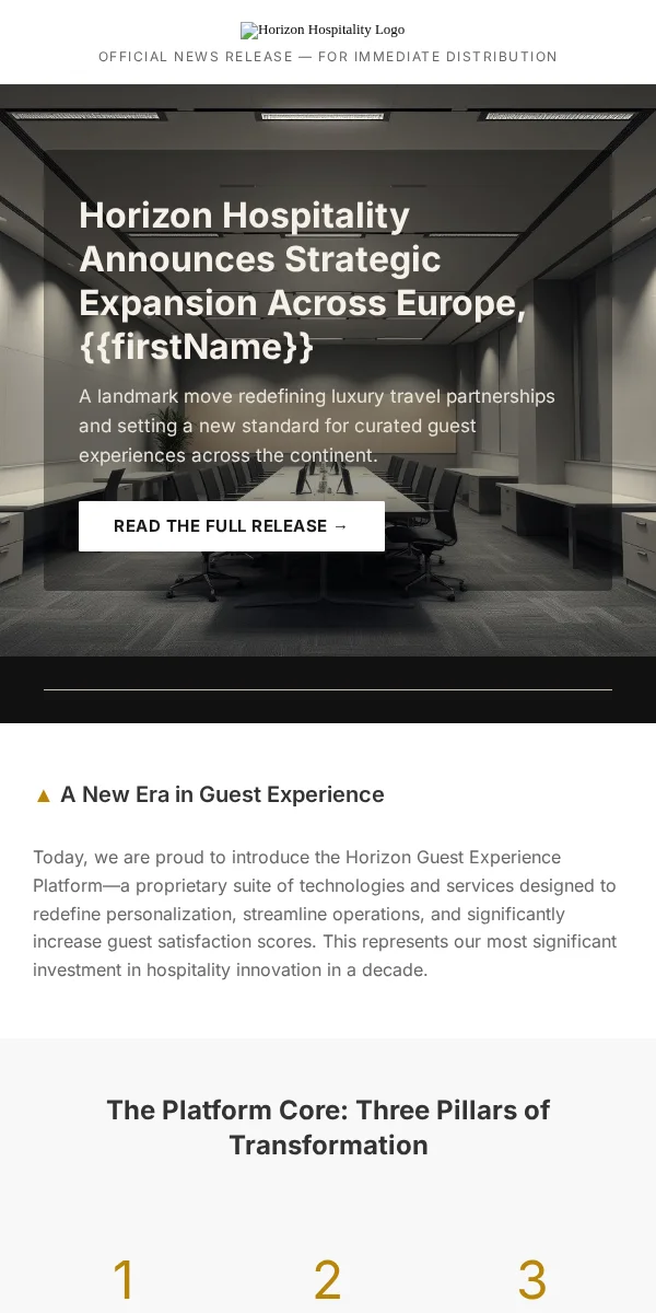 Press Release Email Template for Travel Hospitality