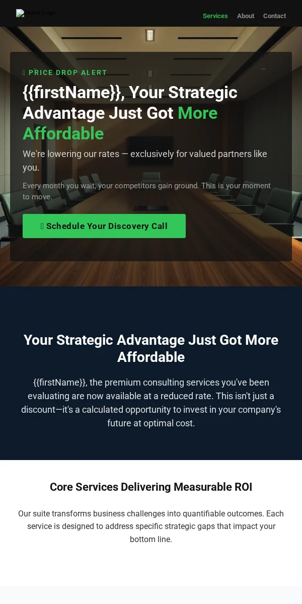 Price Drop Alert Email Template for Professional Services