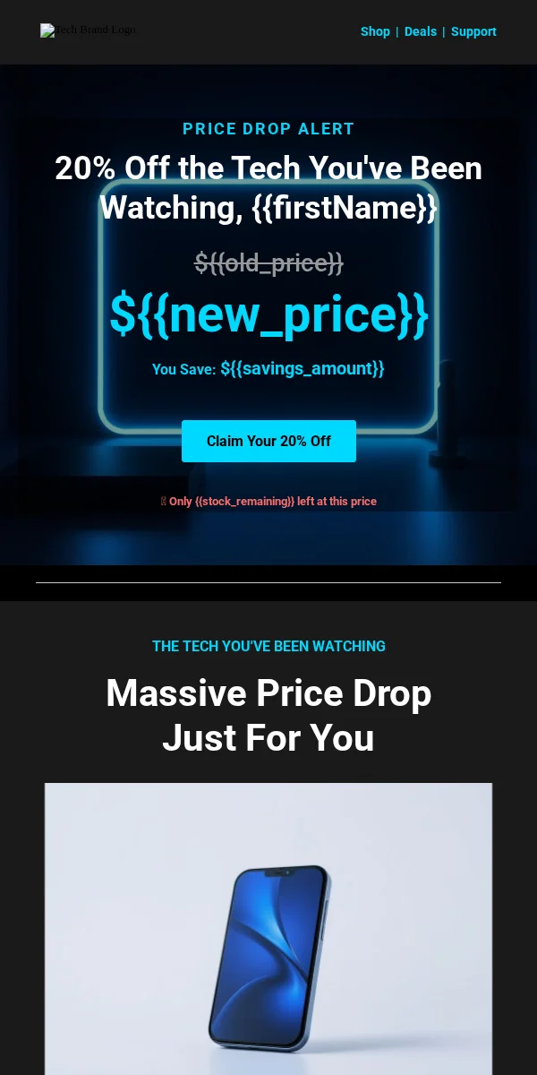 Price Drop Alert Email Template for Technology