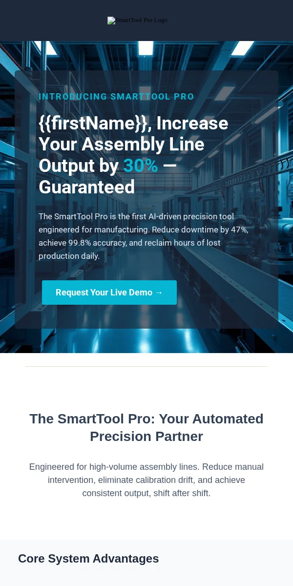 Product Launch Email Template for Manufacturing Industrial