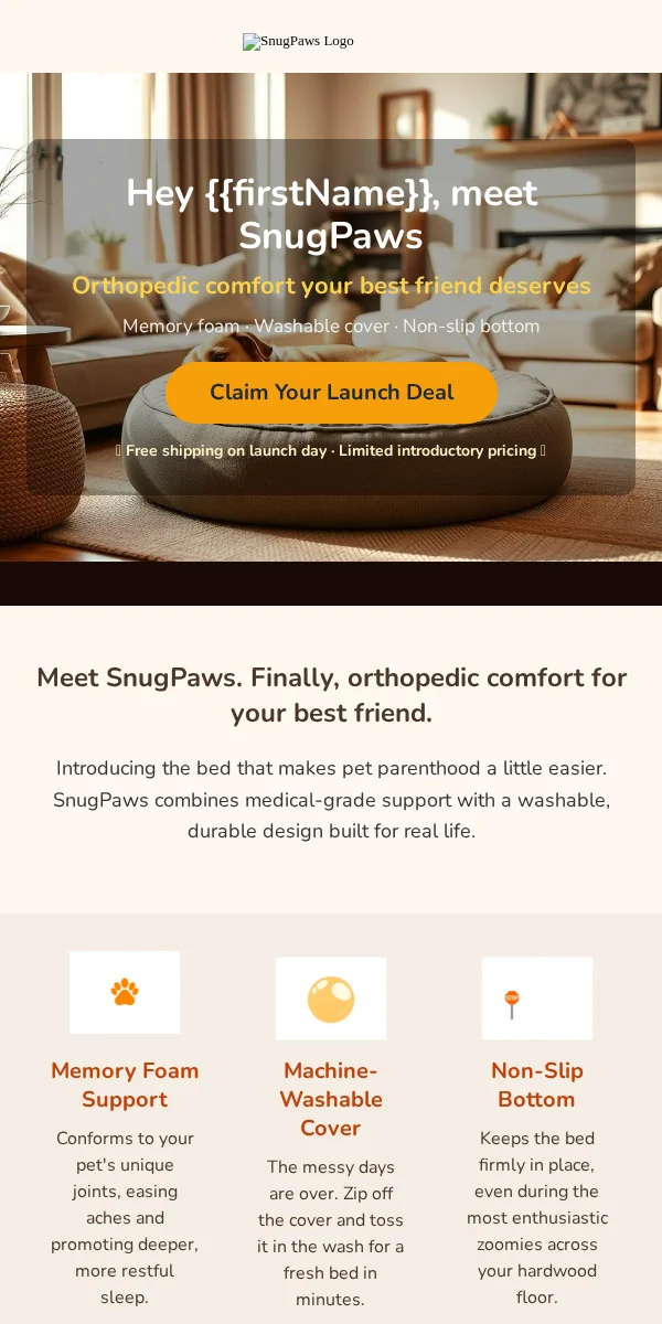 Product Launch Email Template for Pets Animals