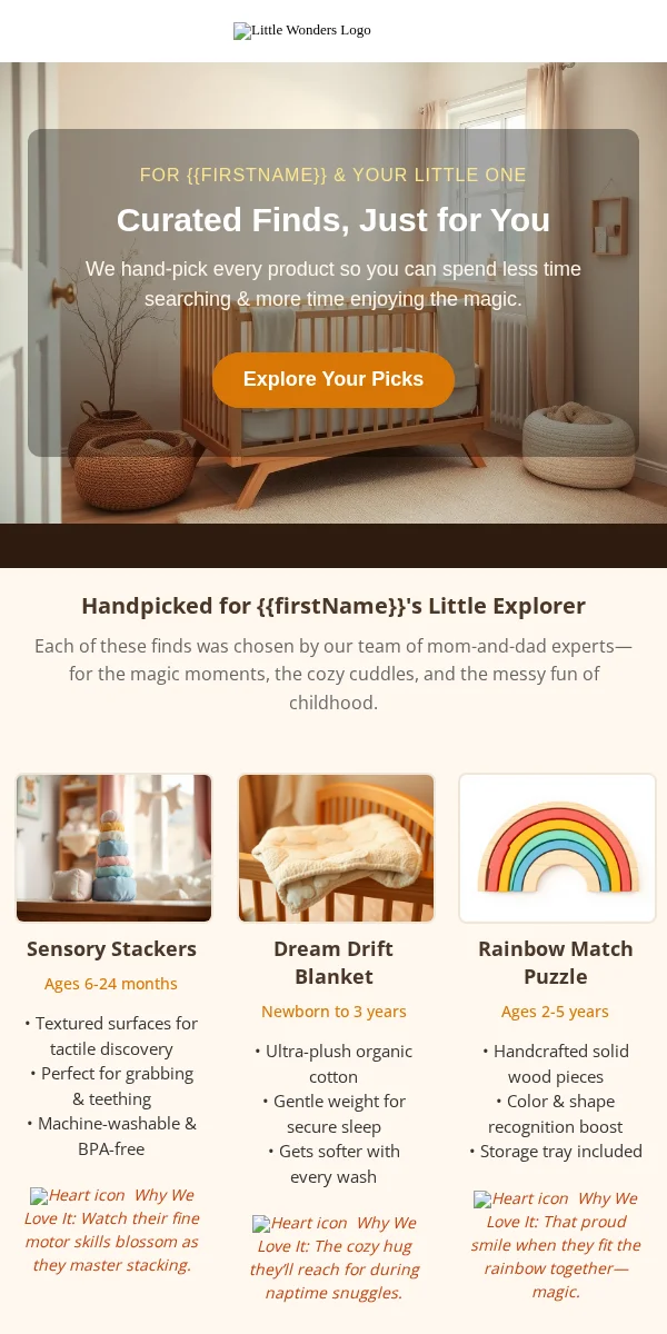Product Recommendation Email Template for Baby Kids