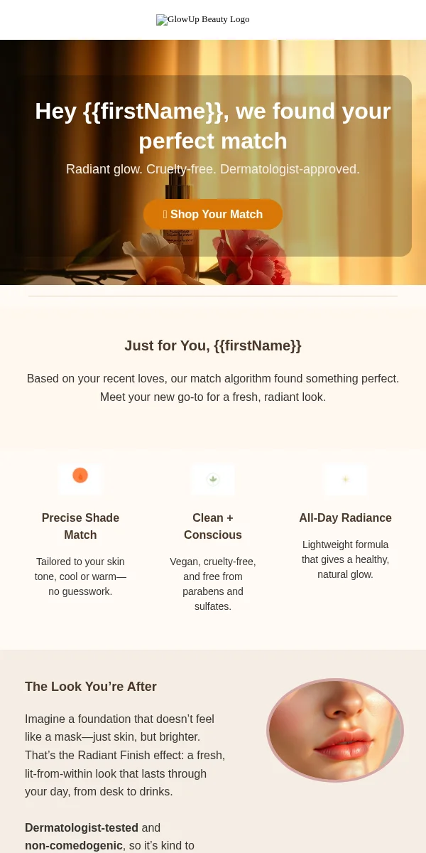 Product Recommendation Email Template for Beauty Cosmetics