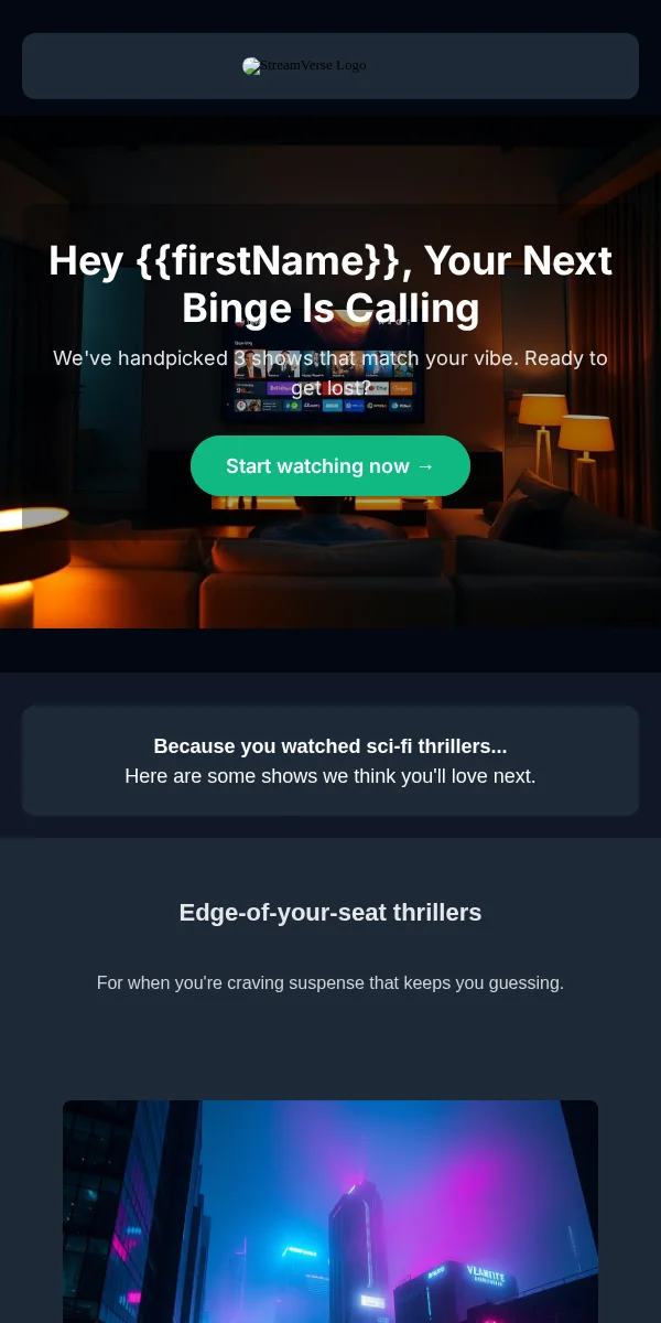 Product Recommendation Email Template for Entertainment Media