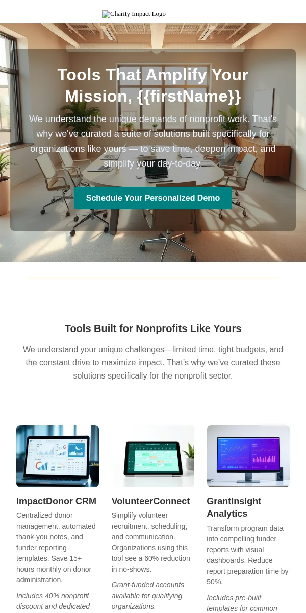 Product Recommendation Email Template for Nonprofit Charity